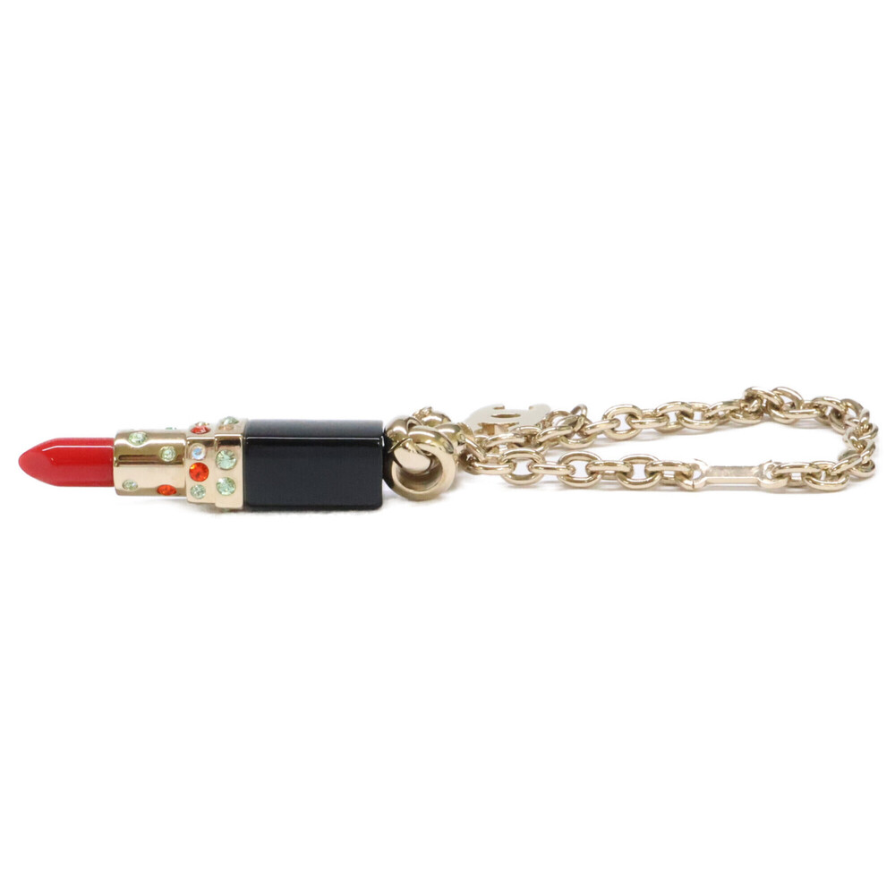 CHANEL 04A Coco Mark Lipstick Motif Rhinestone Charm Gold Color Multicolor Wo... - Picture 2 of 8